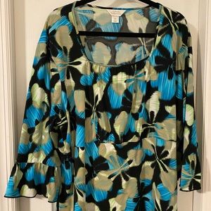 CJ Banks 3/4 sleeve size 2X multicolor